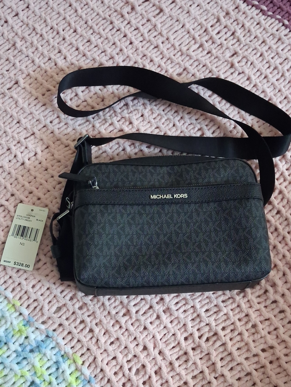 Michael Kors Black MK Logo Crossbody Messenger